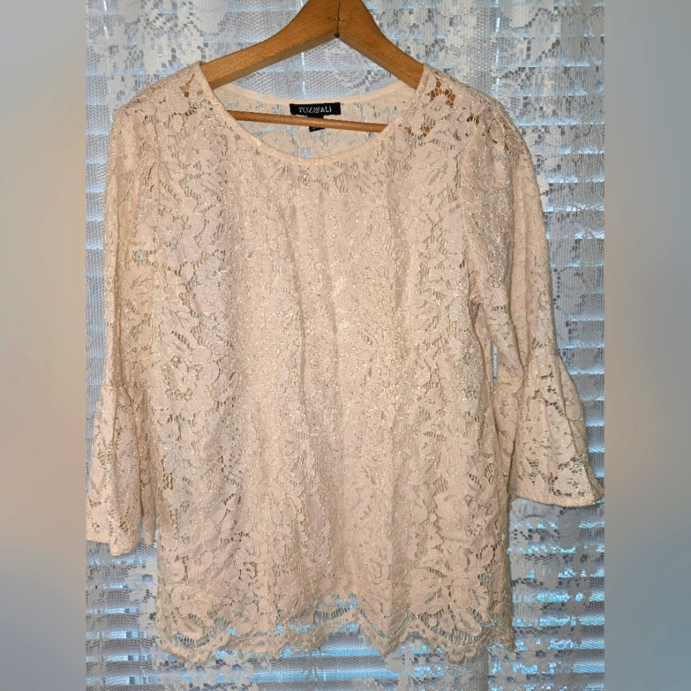 Roz & Ali, Womems Lace Blouse, Small